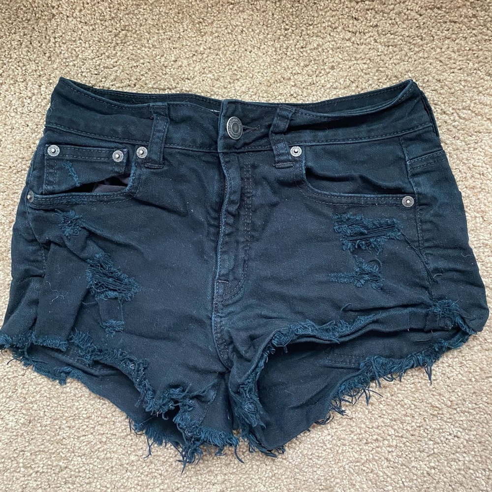American eagle black jean shorts